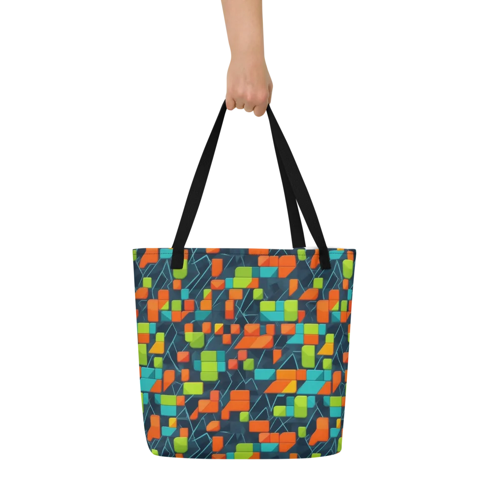 Electric Blocks on Large Tote Bag W/ Pocket — Front