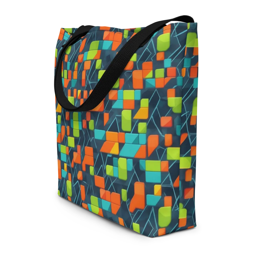 Electric Blocks on Large Tote Bag W/ Pocket — Front