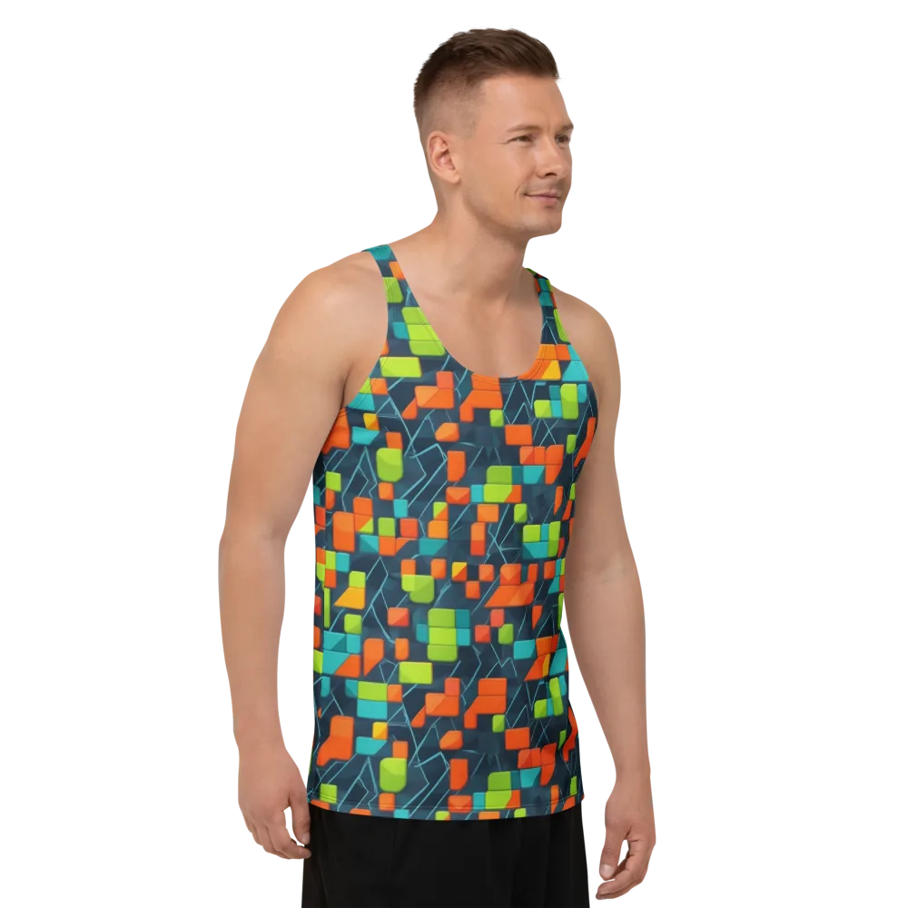 Electric Blocks on Men's Tank Top — Right Front