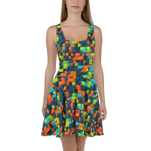 Electric Blocks on a Skater Dress