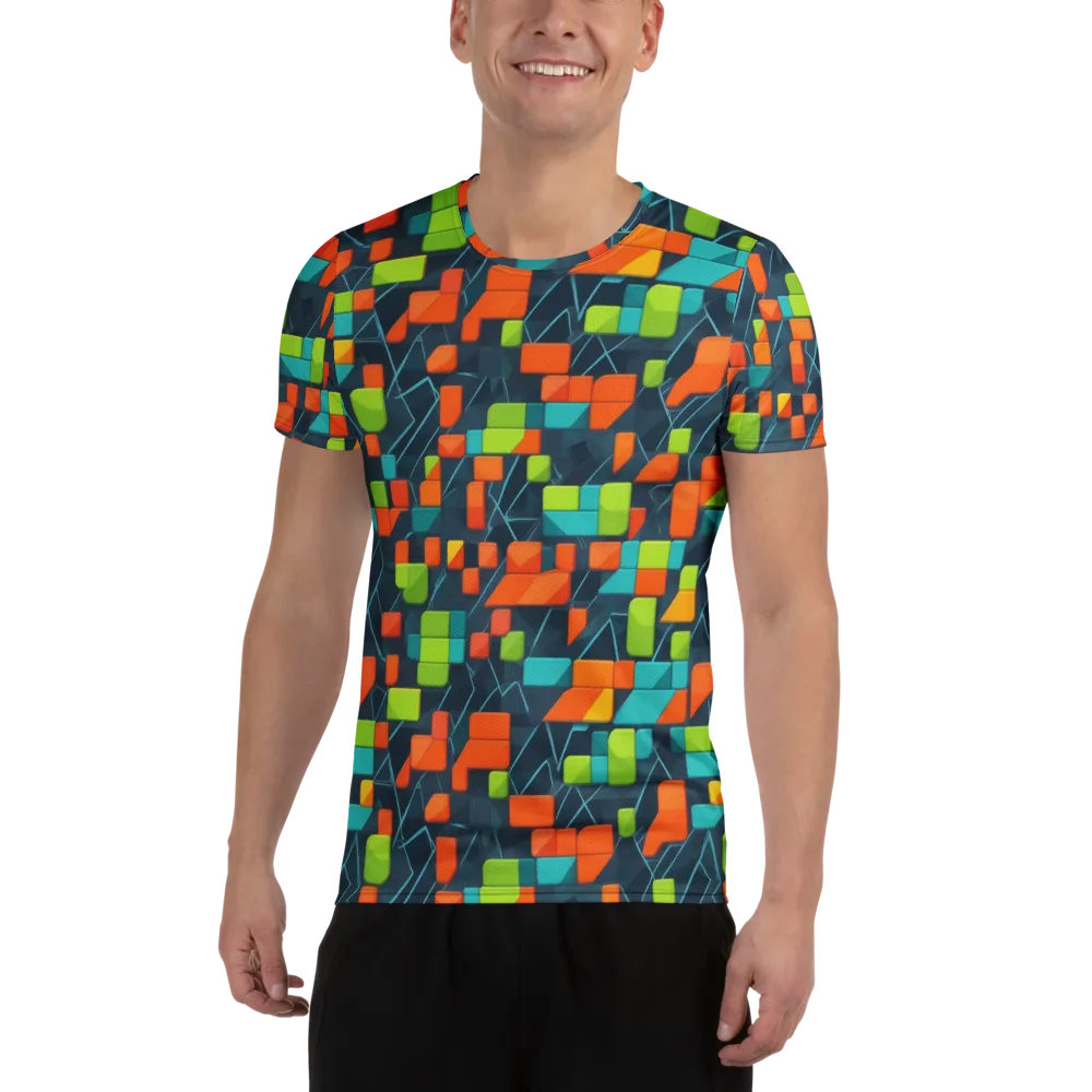 Electric Blocks on Men's Athletic T-Shirt — Front