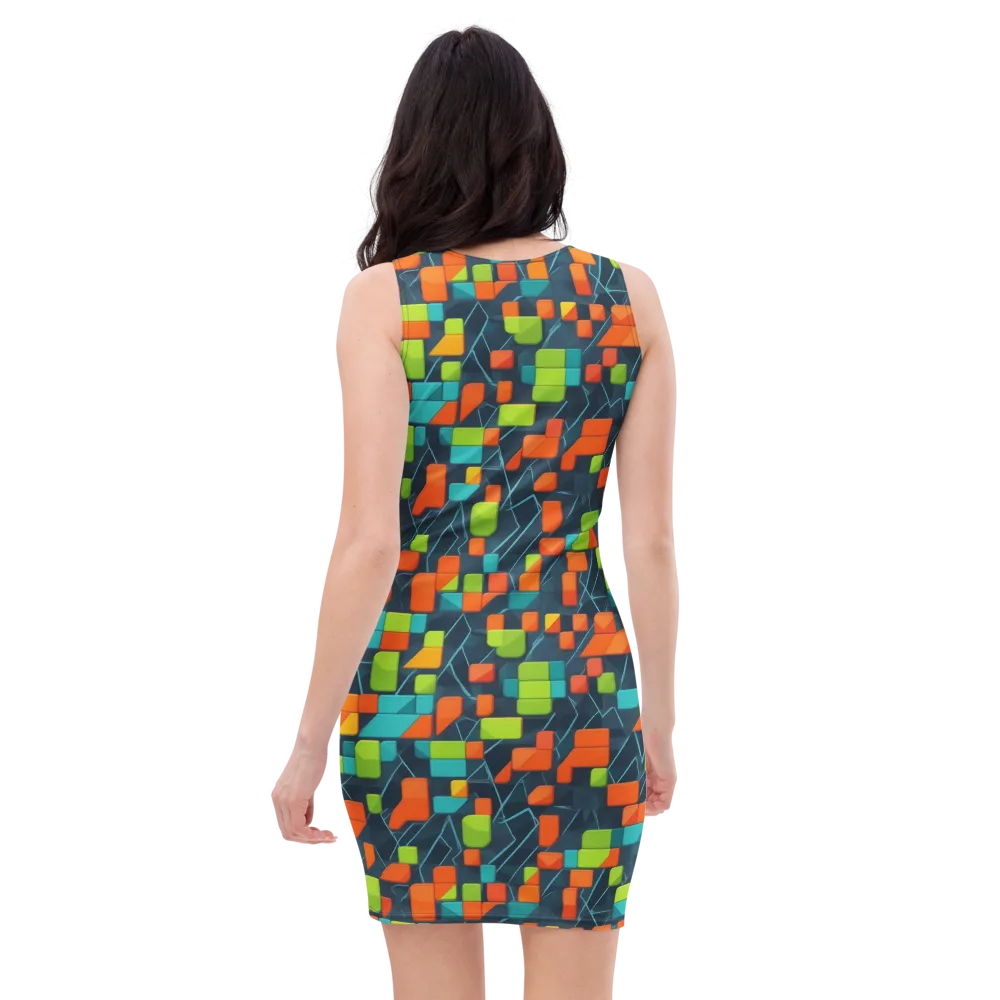 Electric Blocks on Bodycon Dress — Back