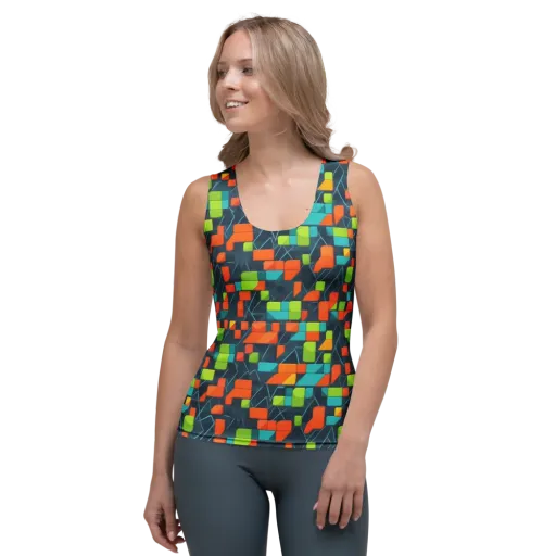 Electric Blocks on a Women's Tank Top