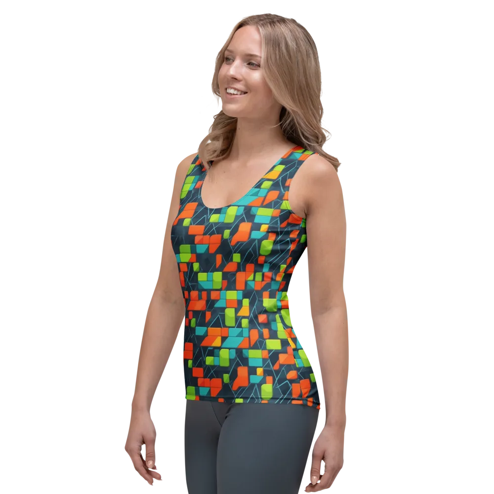 Electric Blocks on Women's Tank Top — Left Front