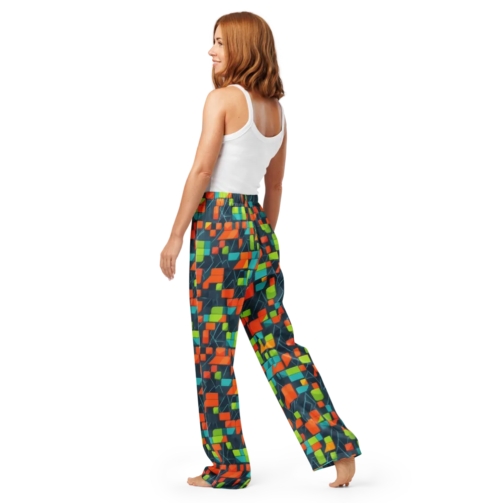 Electric Blocks on Women's Pajama Pants — Back