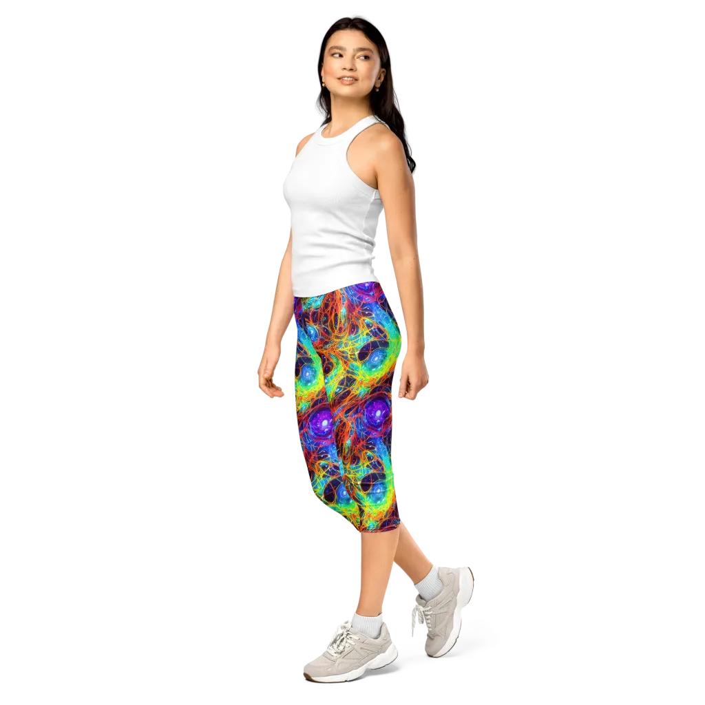 Biomorphic Voltage on Capri Leggings — Left Front