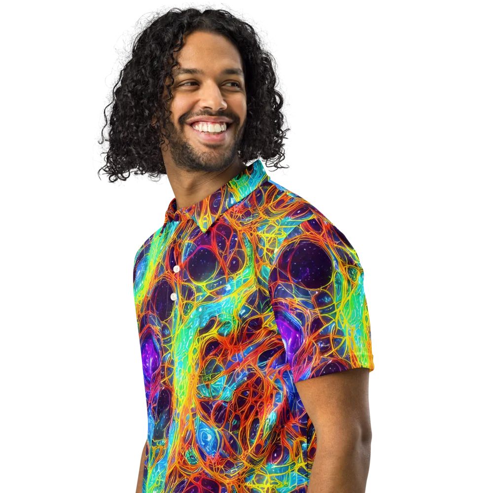 Biomorphic Voltage on Men's Slim Fit Polo Shirt — Left Front