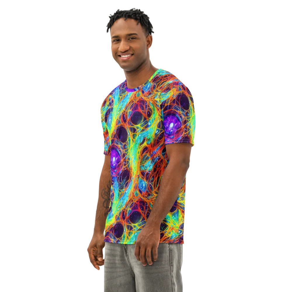 Biomorphic Voltage on Men's Cotton Crew Neck T-Shirt — Left Front