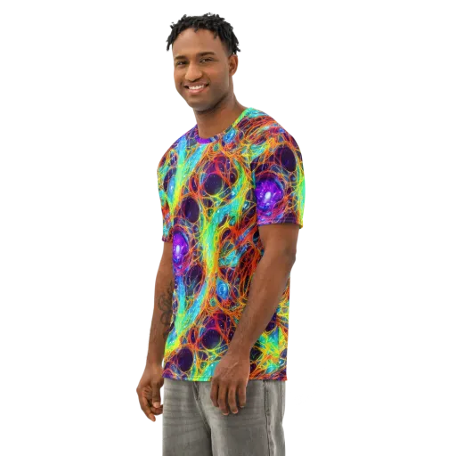 Biomorphic Voltage on a Men's Cotton Crew Neck T-Shirt