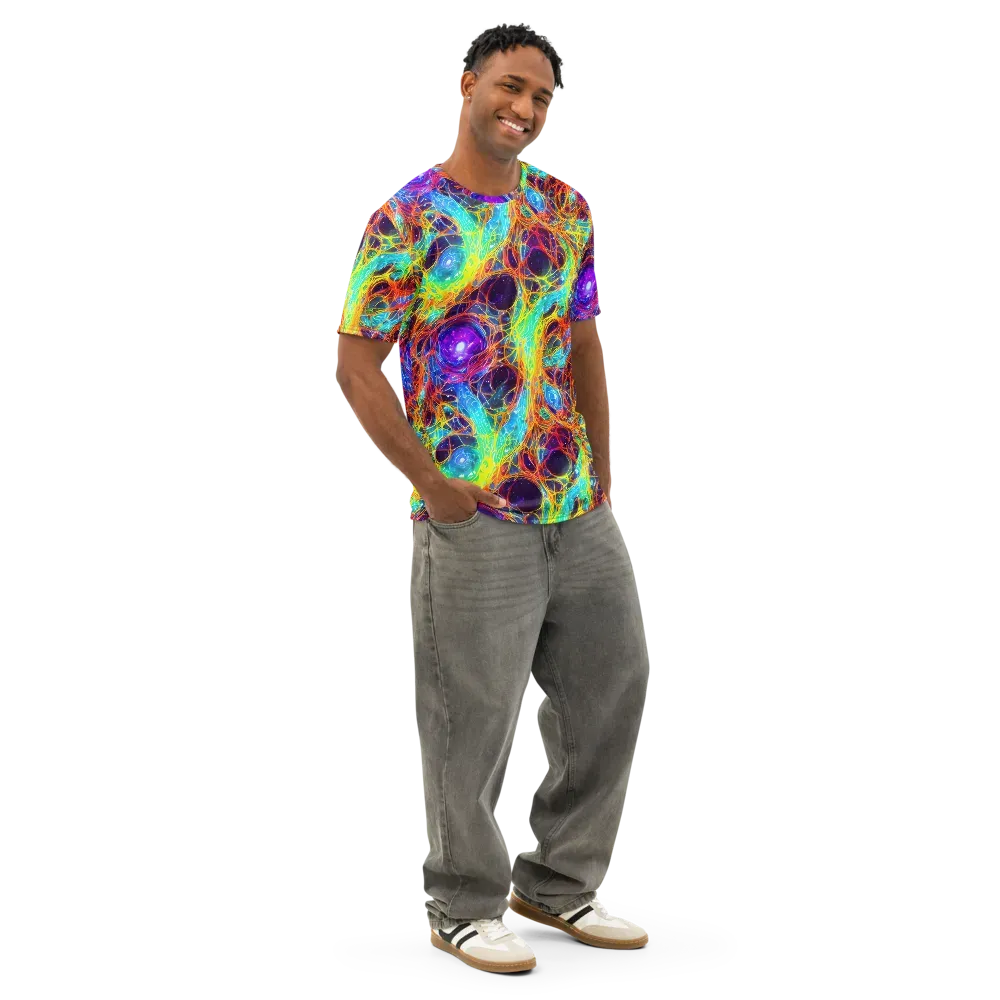 Biomorphic Voltage on Men's Cotton Crew Neck T-Shirt — Right Front