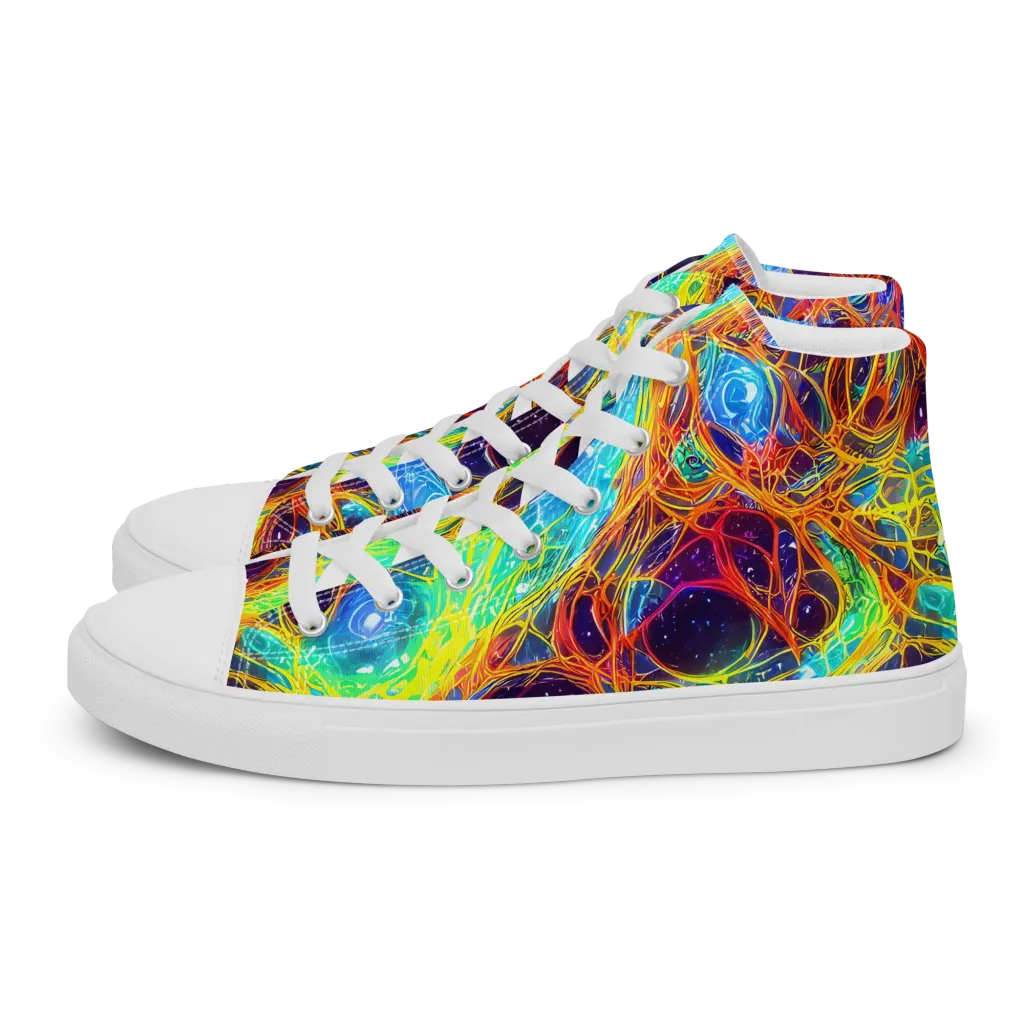 Biomorphic Voltage on Men's High Top Canvas Shoes — Left