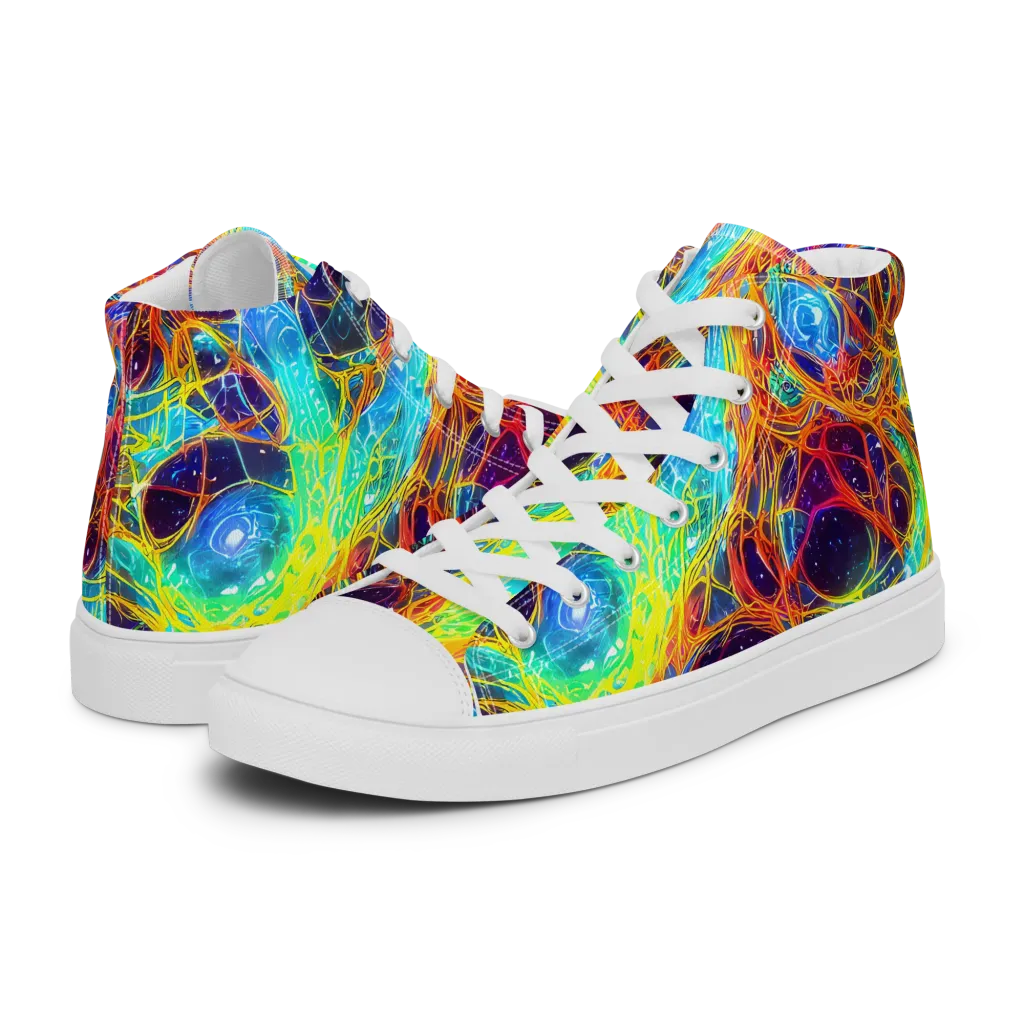 Biomorphic Voltage on Men's High Top Canvas Shoes — Left