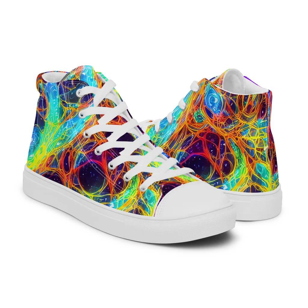 Biomorphic Voltage on Men's High Top Canvas Shoes — Right