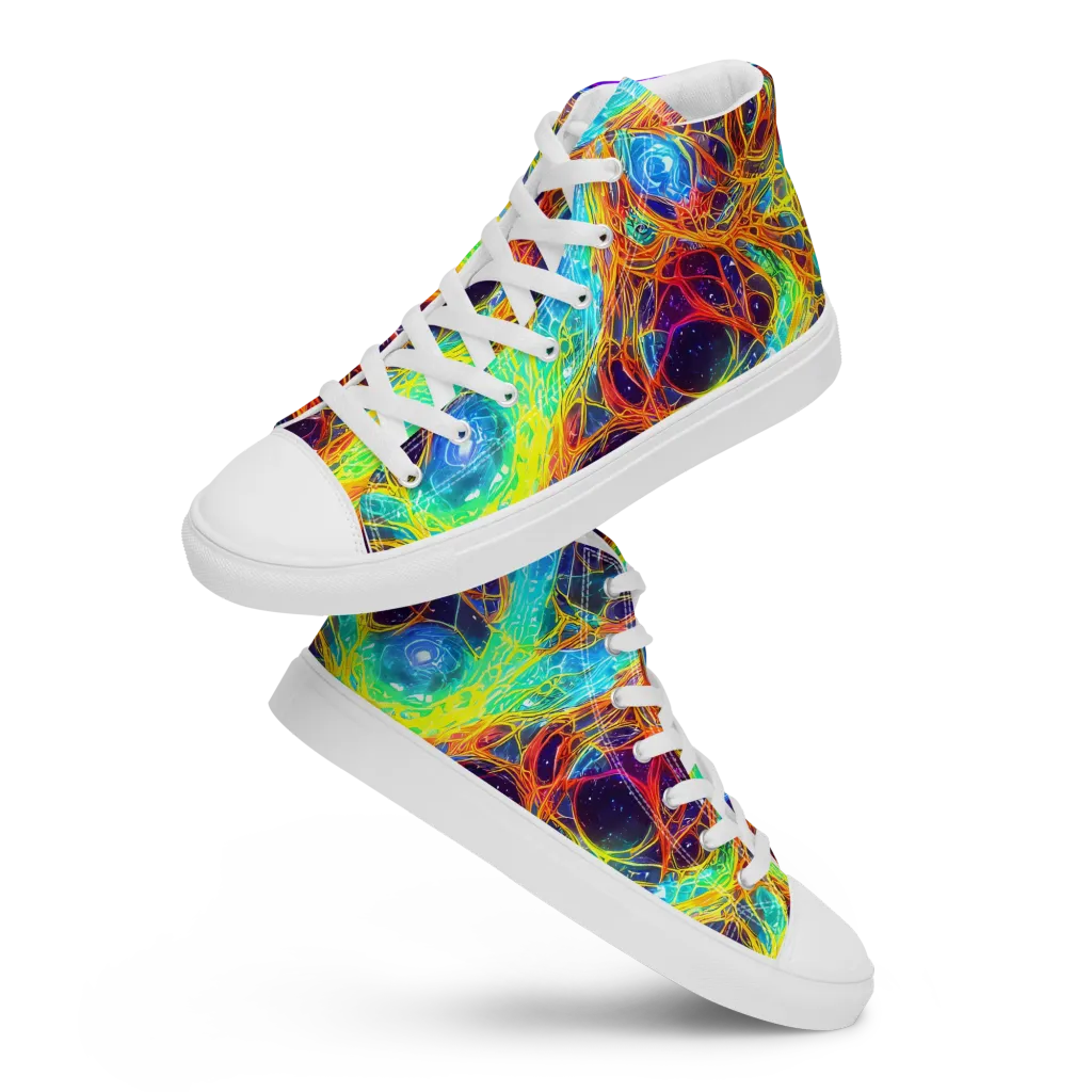Biomorphic Voltage on Men's High Top Canvas Shoes — Front