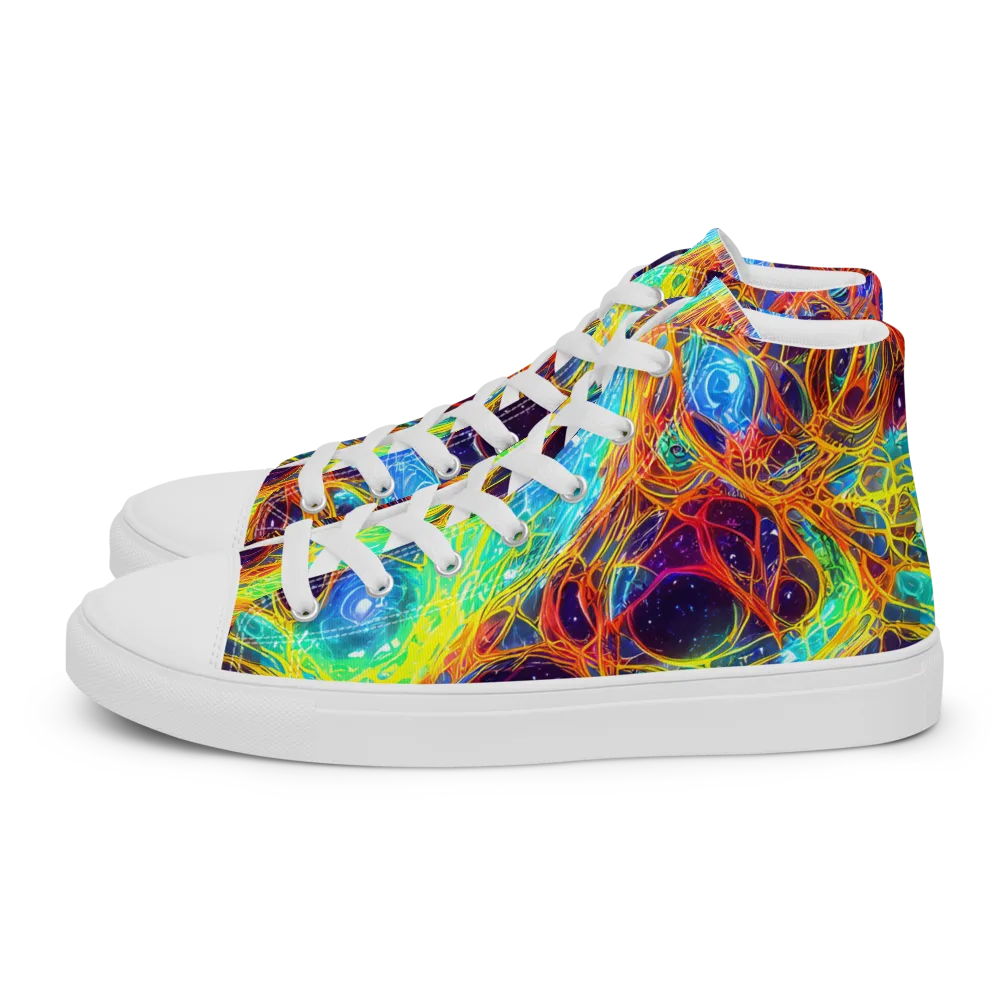 Biomorphic Voltage on Women's High Top Canvas Shoes — Left