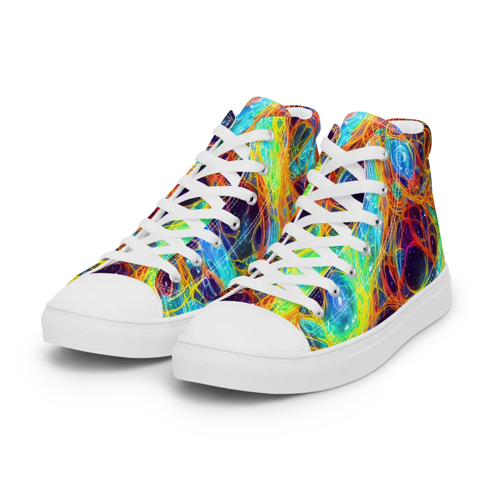 Biomorphic Voltage on Women's High Top Canvas Shoes — Left Front