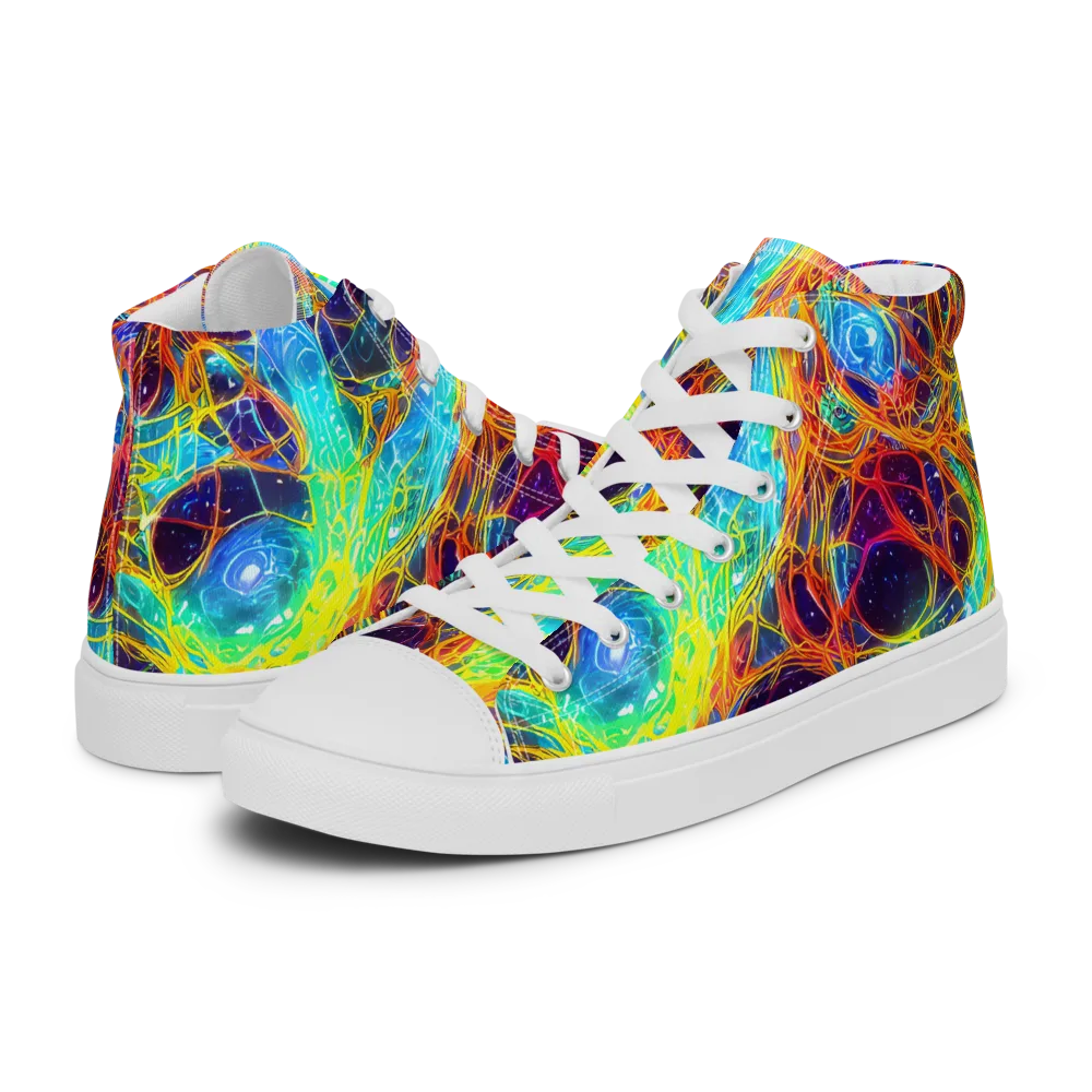 Biomorphic Voltage on Women's High Top Canvas Shoes — Left