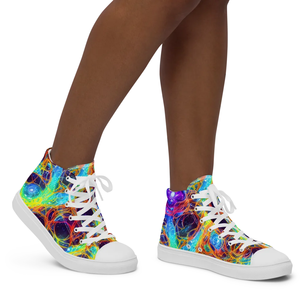 Biomorphic Voltage on Women's High Top Canvas Shoes — Right