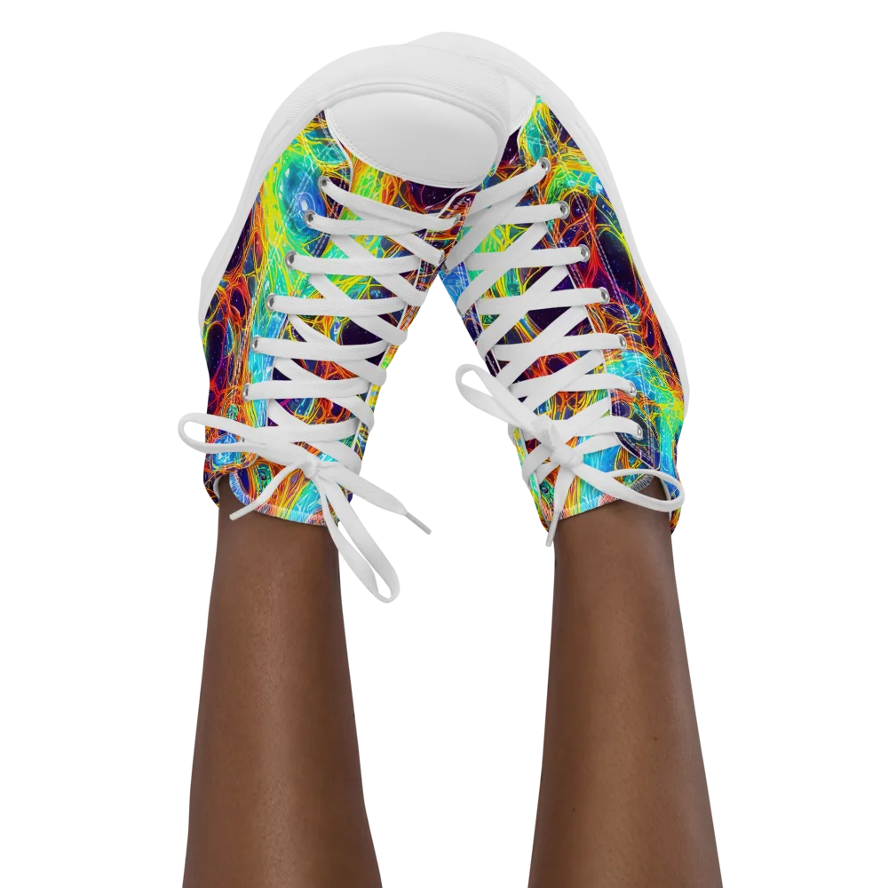 Biomorphic Voltage on Women's High Top Canvas Shoes — Front