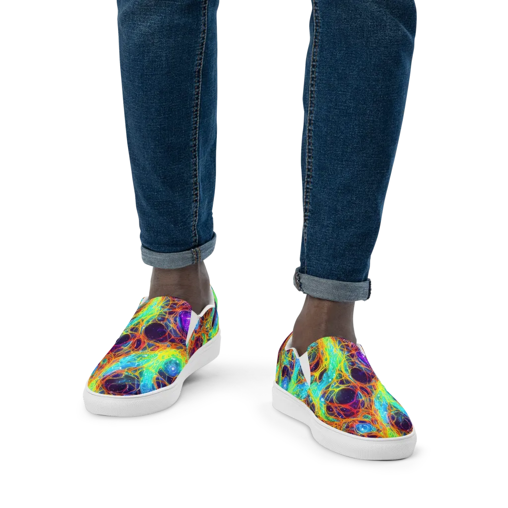 Biomorphic Voltage on Men's Slip-On Canvas Shoes — Front