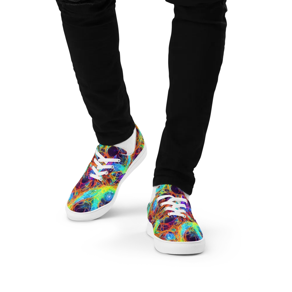 Biomorphic Voltage on Men's Lace-Up Canvas Shoes — Front
