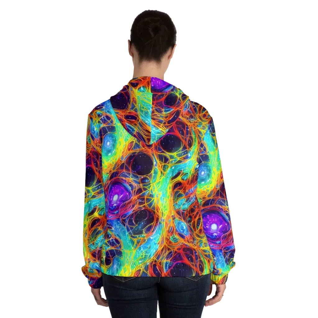 Biomorphic Voltage on Women's Full-Zip Hoodie — Back On Person