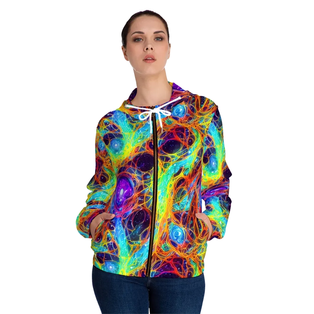 Biomorphic Voltage on Women's Full-Zip Hoodie — Front On Person