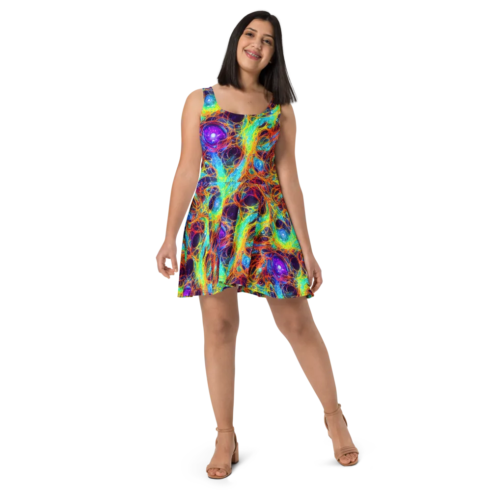 Biomorphic Voltage on Skater Dress — Front