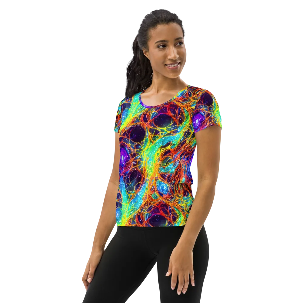 Biomorphic Voltage on Women's Athletic T-Shirt — Left