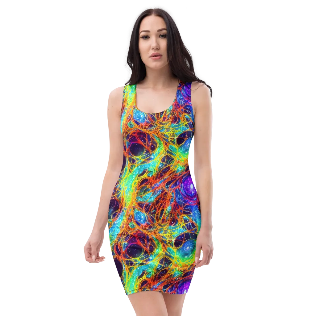 Biomorphic Voltage on Bodycon Dress — Front