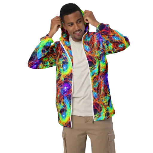 Biomorphic Voltage on a Men's Windbreaker