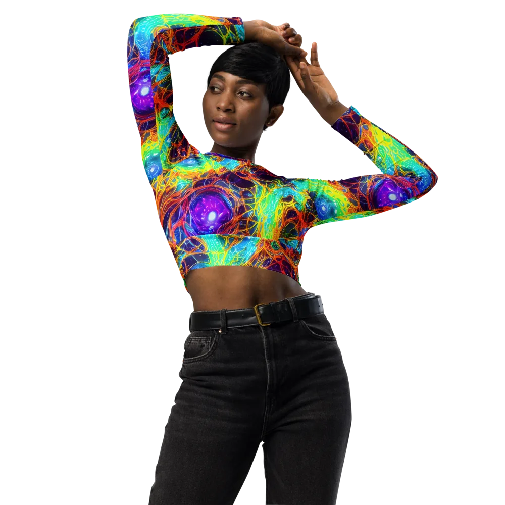 Biomorphic Voltage on Long Sleeve Crop Top — Front