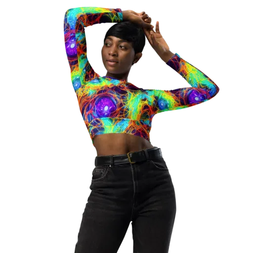 Biomorphic Voltage on a Long Sleeve Crop Top
