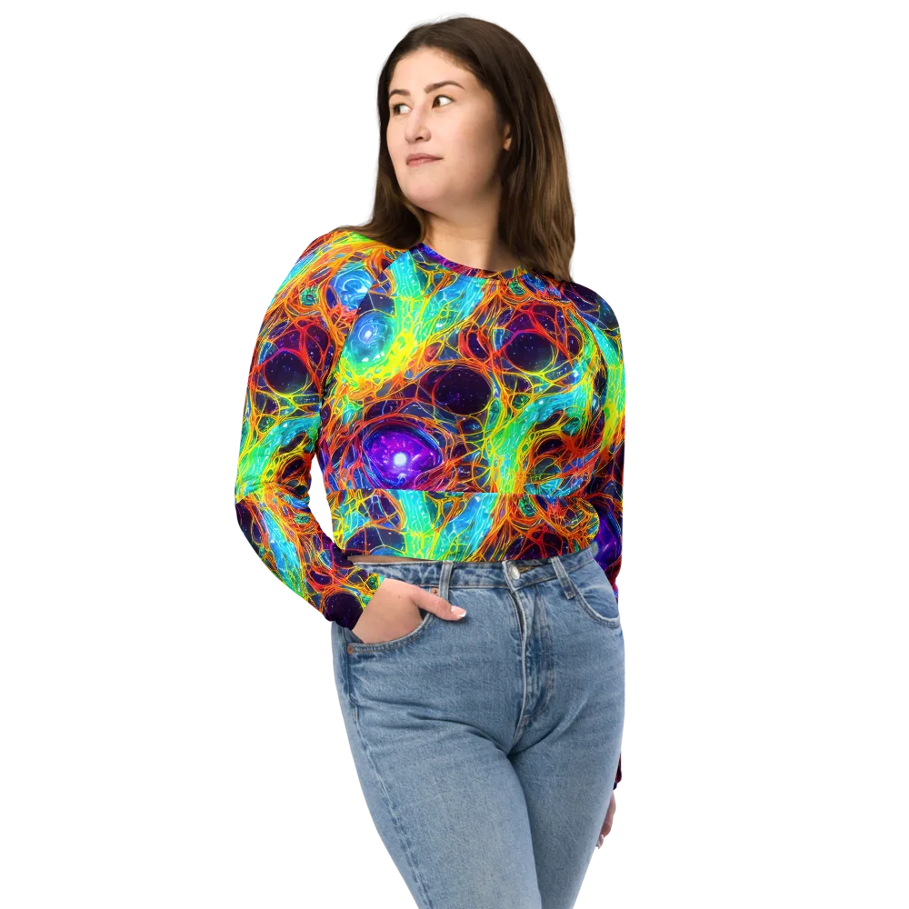 Biomorphic Voltage on Long Sleeve Crop Top — Front