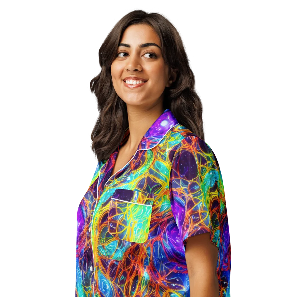 Biomorphic Voltage on Women's Short Sleeve Pajama Top — Left Front
