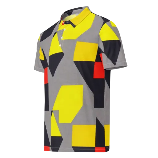 Signal Geometry on a Men's Slim Fit Polo Shirt