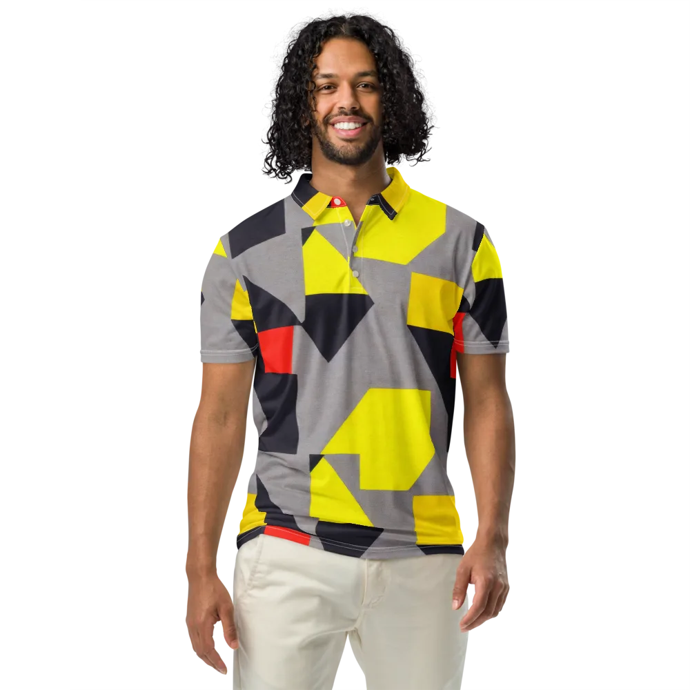 Signal Geometry on Men's Slim Fit Polo Shirt — Front