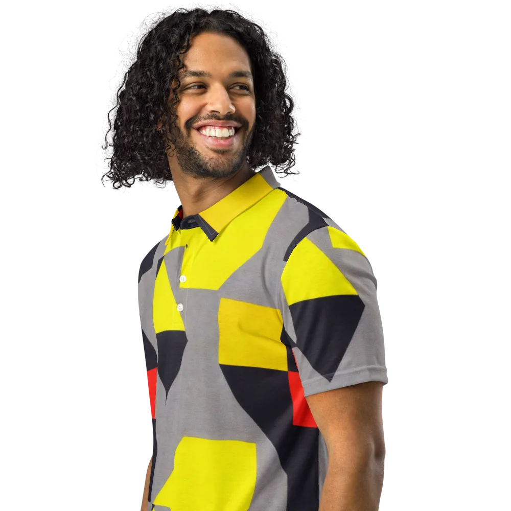 Signal Geometry on Men's Slim Fit Polo Shirt — Left Front