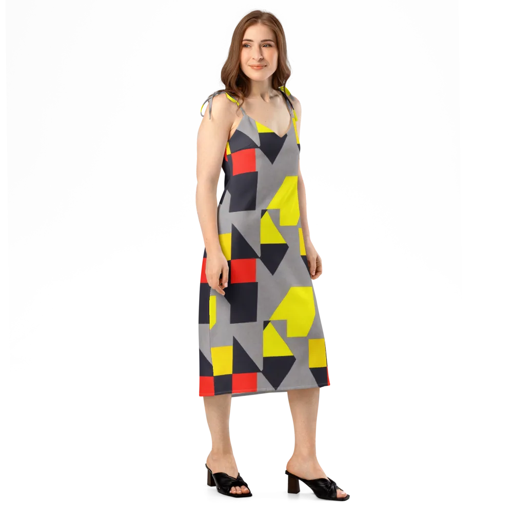 Signal Geometry on Slip Dress — Right Front