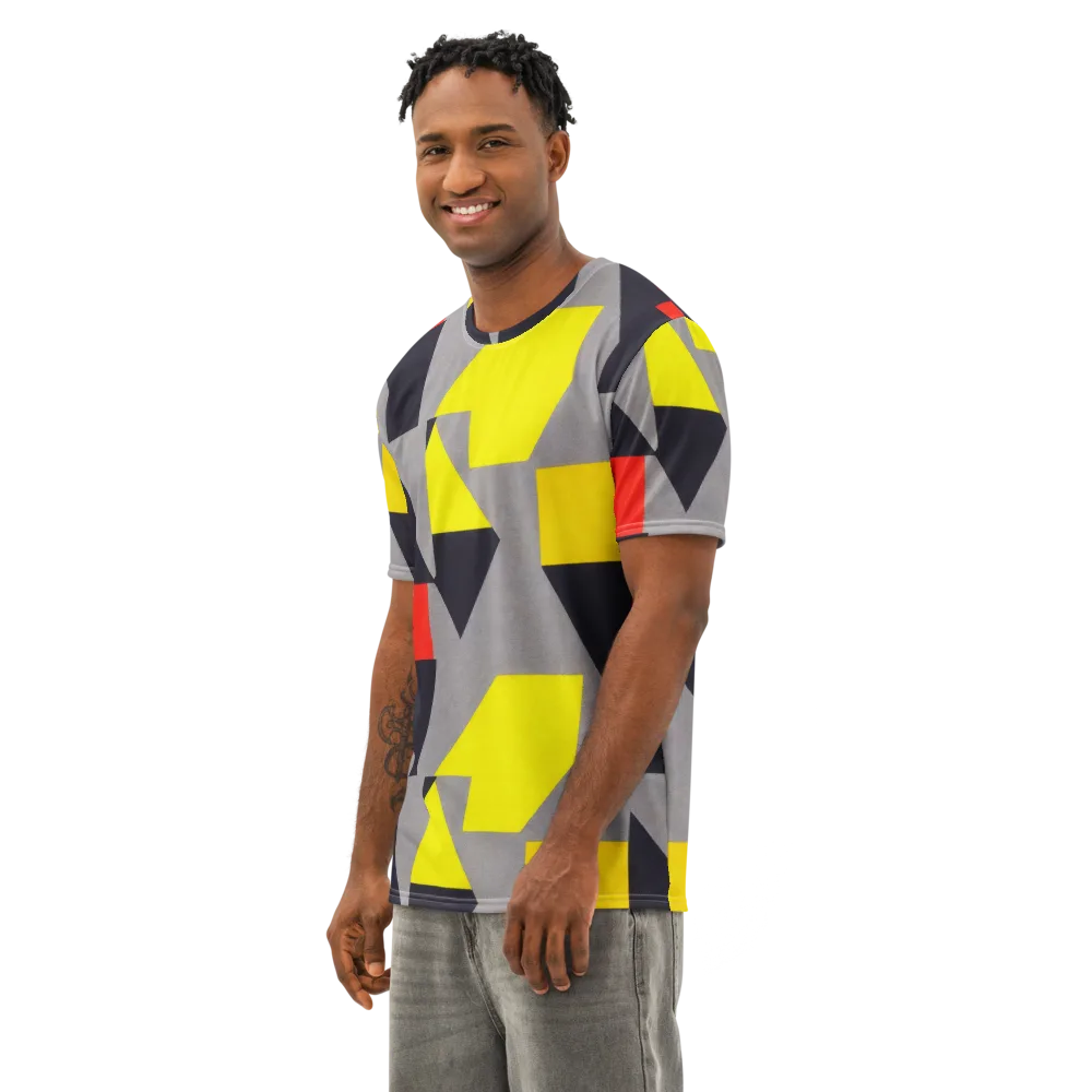 Signal Geometry on Men's Cotton Crew Neck T-Shirt — Left Front