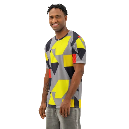 Signal Geometry on a Men's Cotton Crew Neck T-Shirt