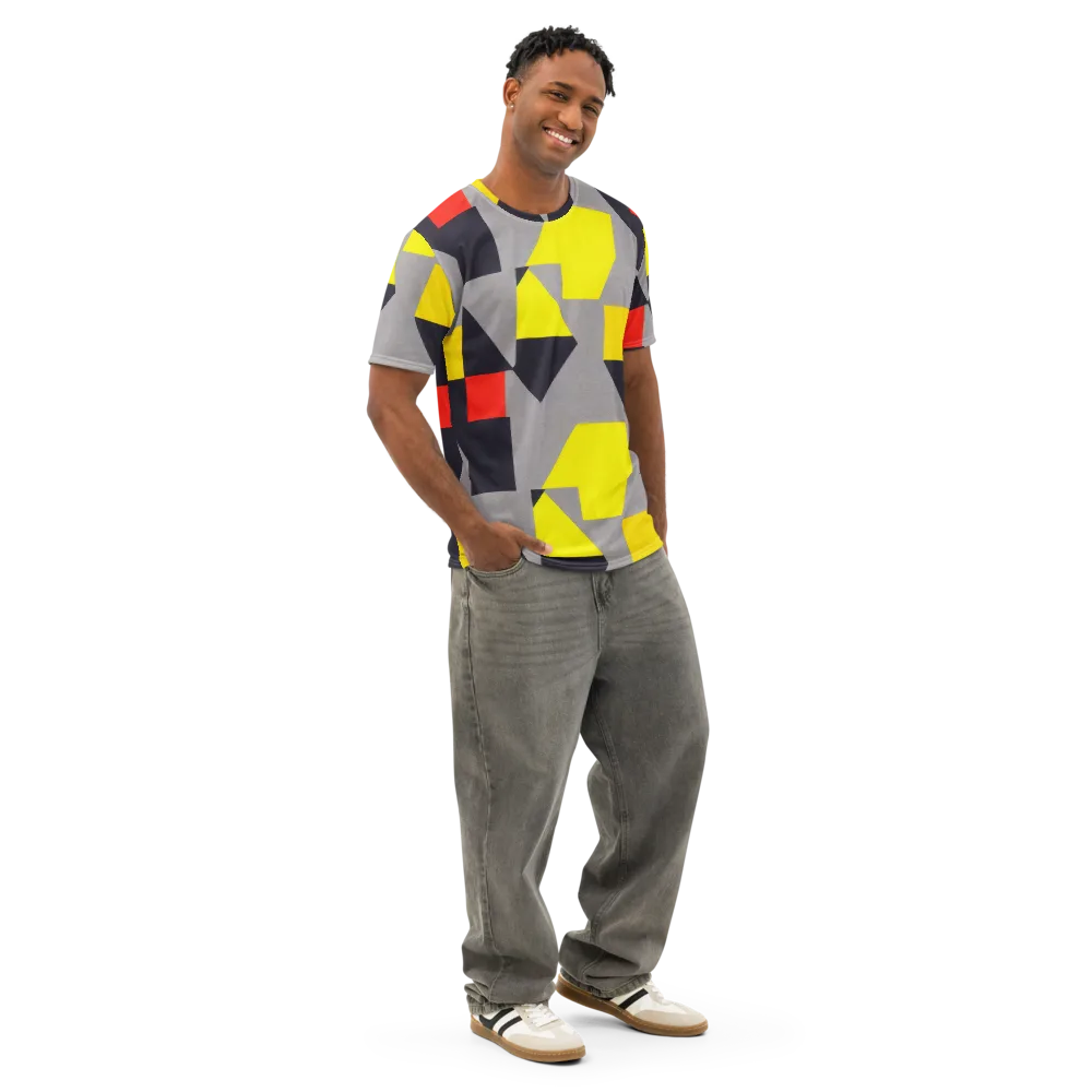 Signal Geometry on Men's Cotton Crew Neck T-Shirt — Right Front