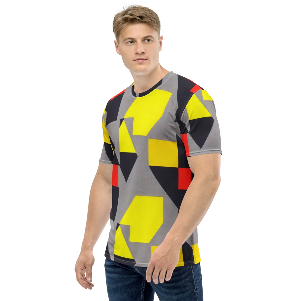 Signal Geometry on Men's Crew Neck T-Shirt — Left