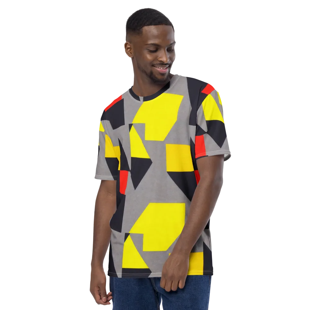 Signal Geometry on Men's Crew Neck T-Shirt — Left