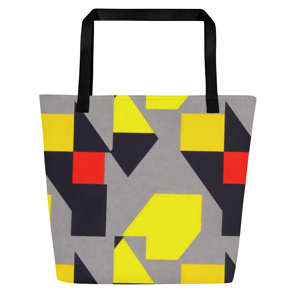 Signal Geometry on Large Tote Bag W/ Pocket — Front