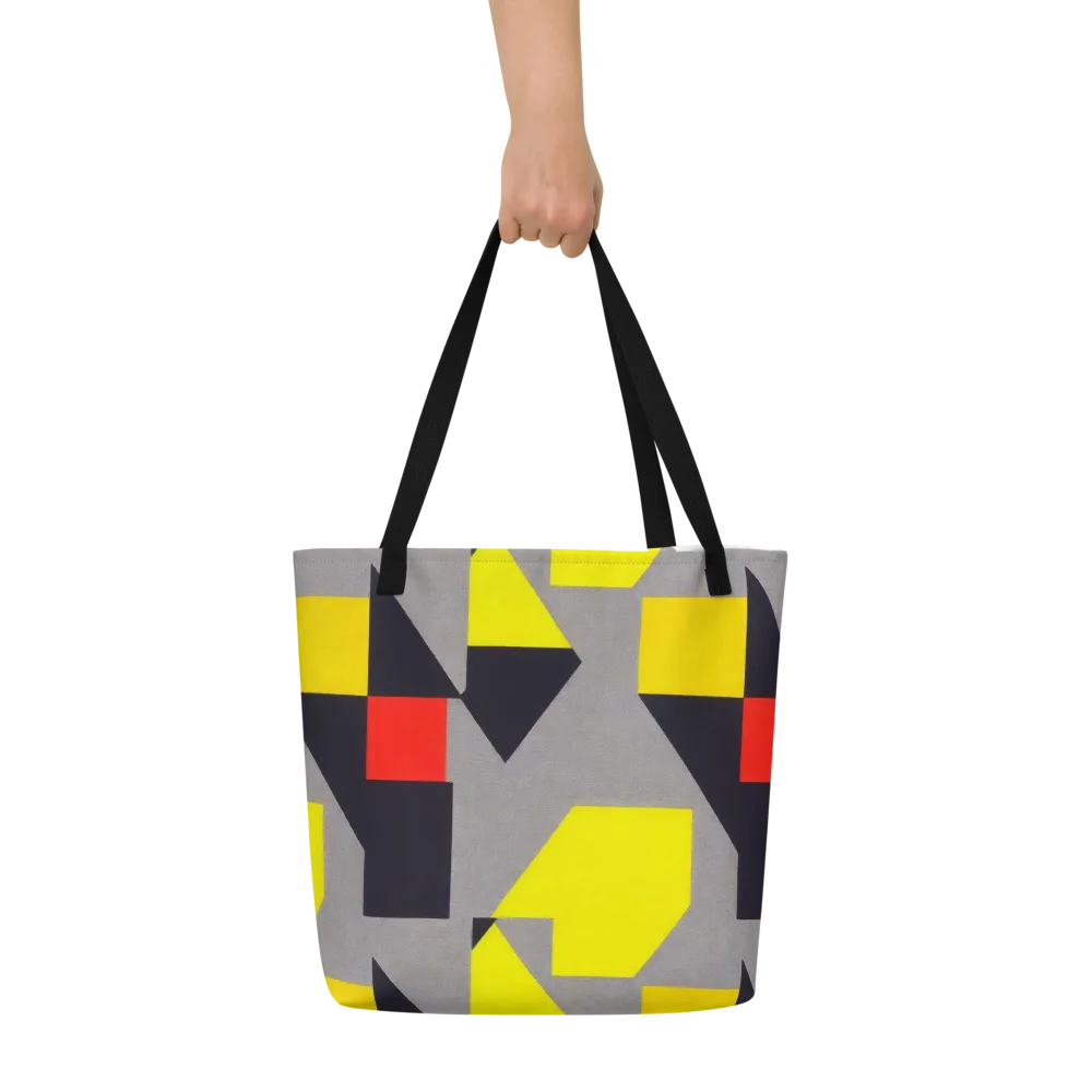 Signal Geometry on Large Tote Bag W/ Pocket — Front