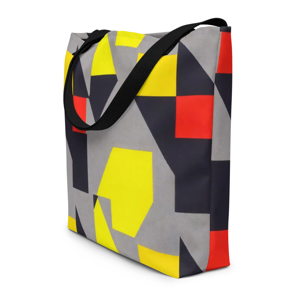 Signal Geometry on Large Tote Bag W/ Pocket — Front