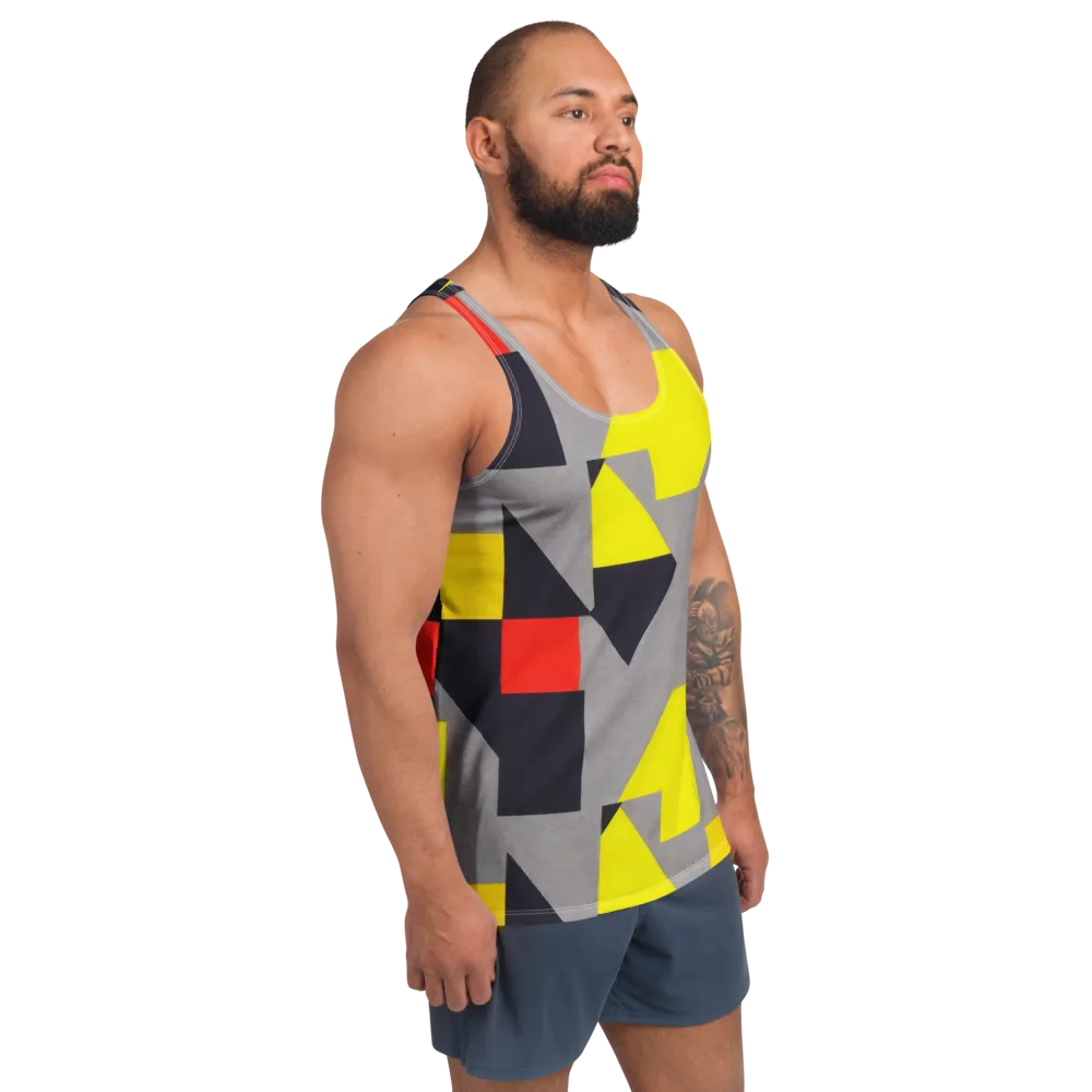 Signal Geometry on Men's Tank Top — Right Front