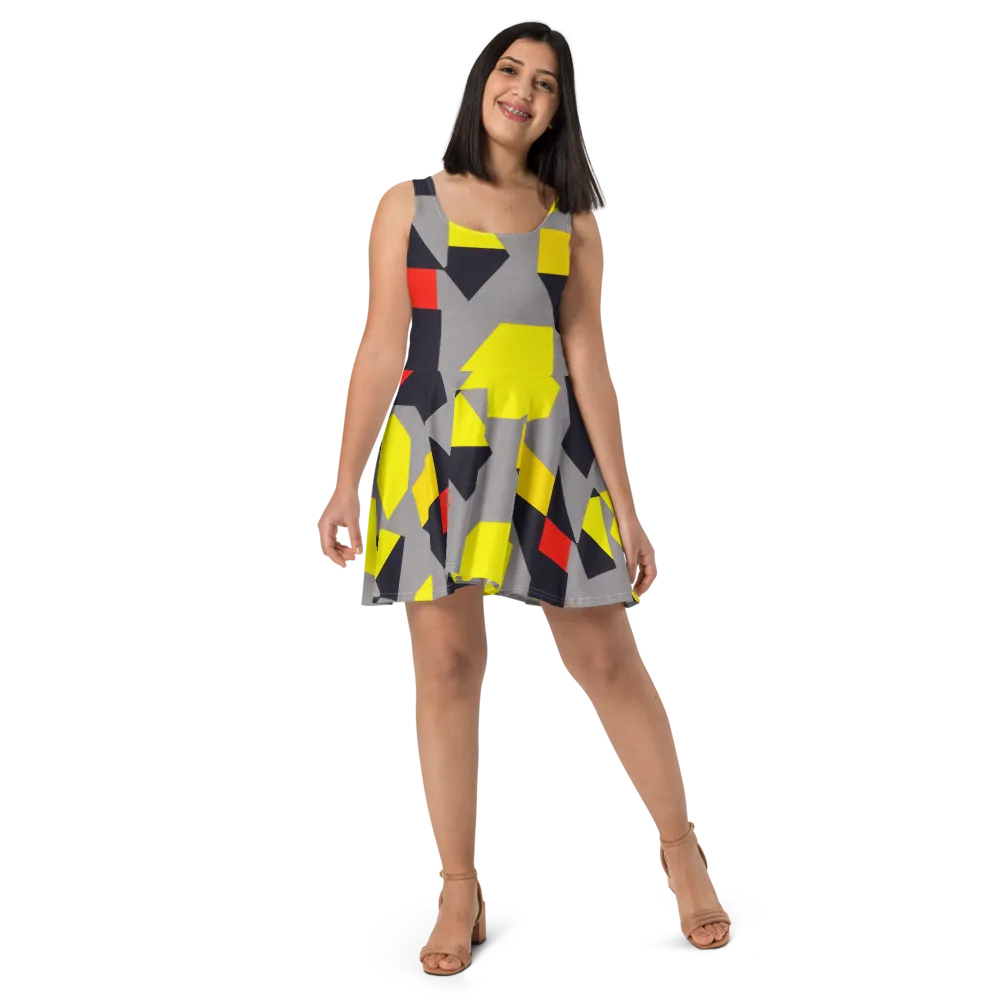 Signal Geometry on Skater Dress — Front