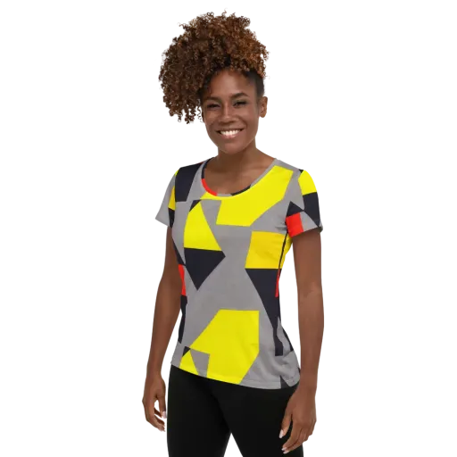 Signal Geometry on a Women's Athletic T-Shirt